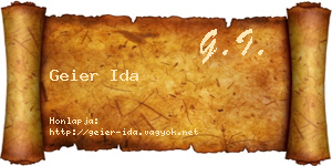 Geier Ida névjegykártya